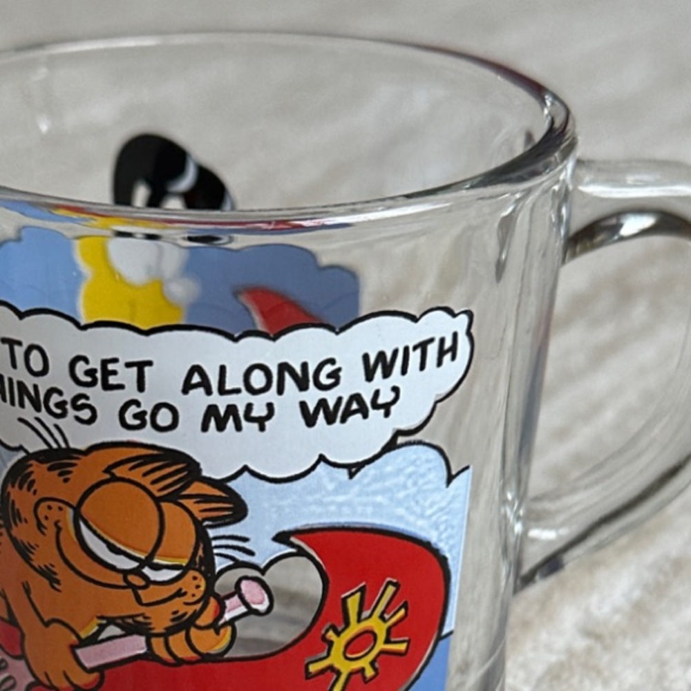 Set 3 McDonalds Garfield 1978 Clear Glass Mugs Cups Jim Davis Vintage McDonalds - Picture 15 of 16